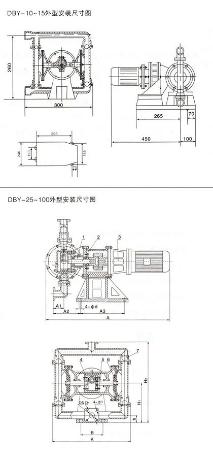DBY25铸铁电动隔膜泵尺寸图