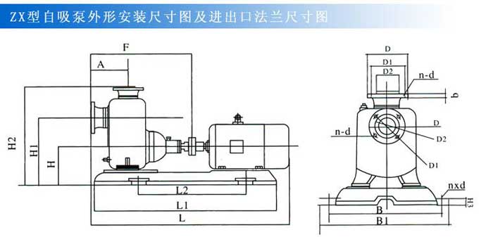 ZX型自吸泵安装尺寸图