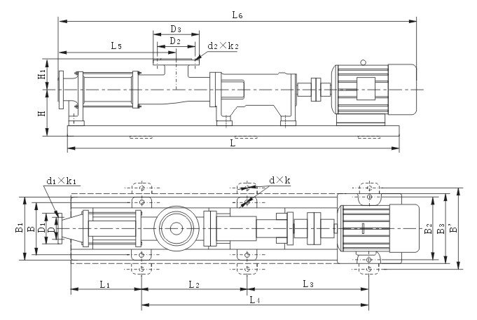 G型无极调速螺杆泵安装尺寸图
