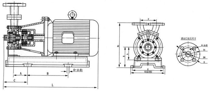 CW型旋涡磁力驱动泵安装尺寸图