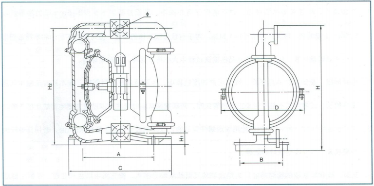 QBY工程塑料气动隔膜泵安装尺寸图