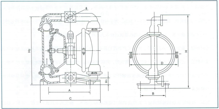 QBY气动隔膜泵安装尺寸图